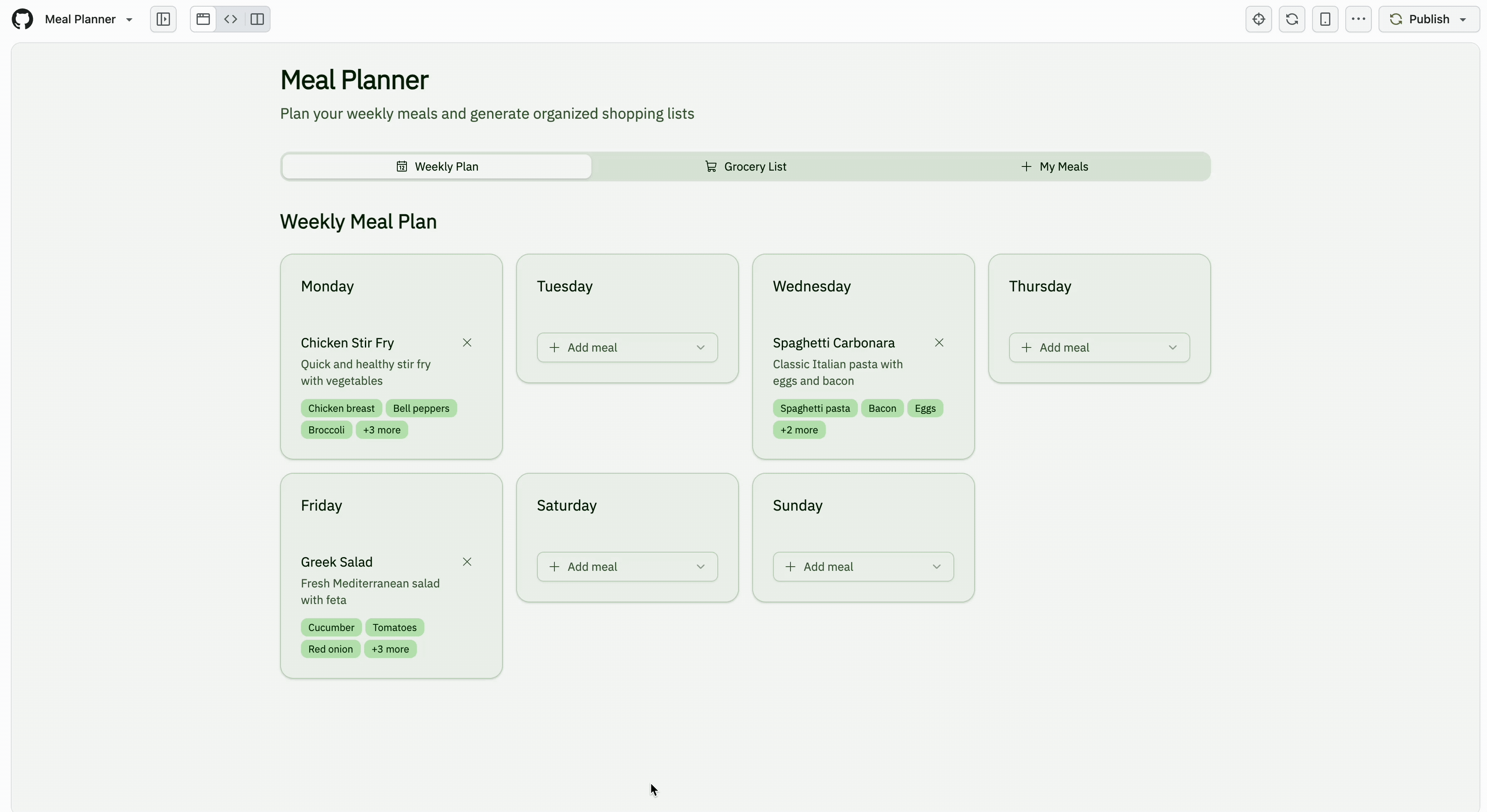 Meal Preparation using GiHub Spark